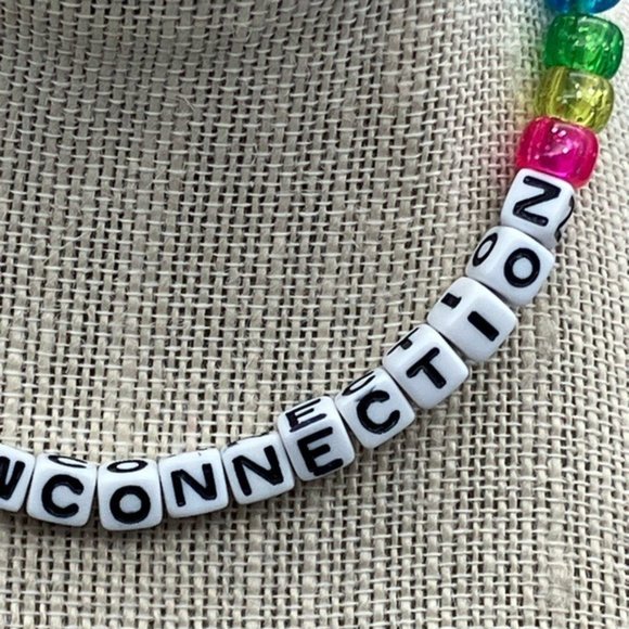 RAINBOW CONNECTION Beaded Necklace As Is Cube Black White Blue Green Yellow Pink - Picture 4 of 6